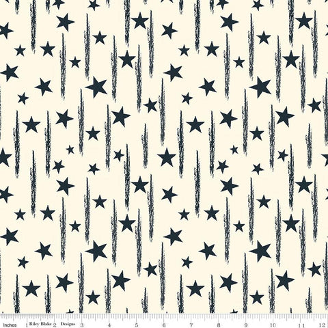 Image of American Honor Stars & Stripes Cream quilting cotton fabric by Vicki Gifford for Riley Blake Designs. Features stars on a cream background. Cute Little Fabric Shop