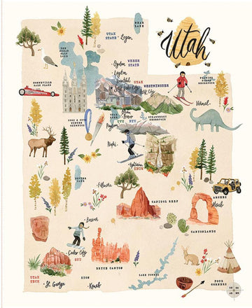 Utah Panel PD17025 - Riley Blake Designs - DIGITALLY PRINTED - Map Labels - Quilting Cotton Fabric