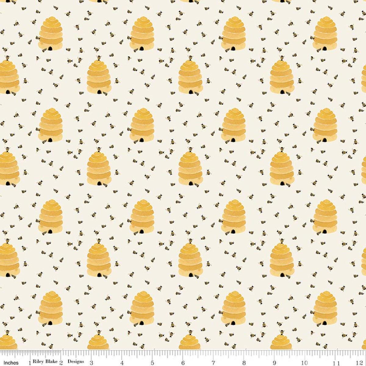 Image of Utah Beehives Cream quilting cotton fabric by Kelsey Carlson for Riley Blake Designs. Features beehives on a cream background. Cute Little Fabric Shop