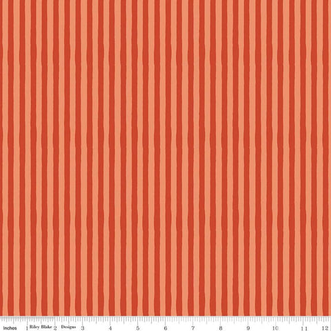 Image of Utah Stripes Orange quilting cotton fabric by Kelsey Carlson for Riley Blake Designs. Features stripes on an orange background. Cute Little Fabric Shop