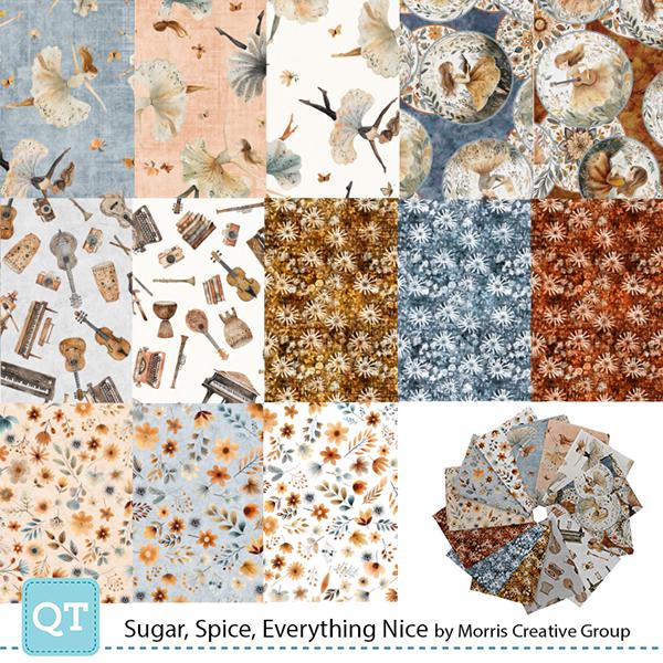 Sugar, Spice, Everything Nice Fat Quarter Bundle 13 pieces FATQU SGSC 3PKC - QT Fabrics Pre cut Precut - Quilting Cotton Fabric