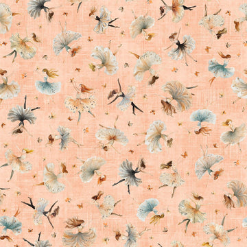 Image of Sugar, Spice, Everything Nice Dancers Peach quilting cotton fabric by Morris Creative Group for QT Fabrics. Features dancers on an orange background. Cute Little Fabric Shop