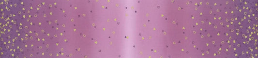 SALE I Heart Ombre METALLIC 10875 Mauve - Moda - Light to Darker Purple with Gold SPARKLE Stars - Quilting Cotton Fabric