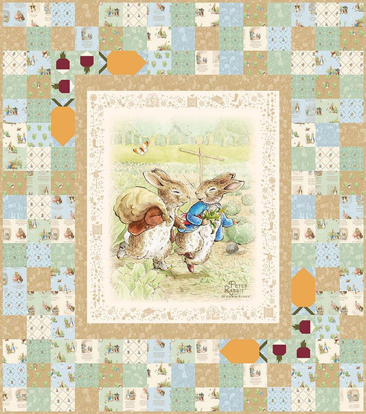 Peter Rabbit™ and Benjamin Bunny™ Peter's Garden Adventure Quilt Kit Novelty Fabric - KT-17250 - Riley Blake Quilting Cotton Fabric