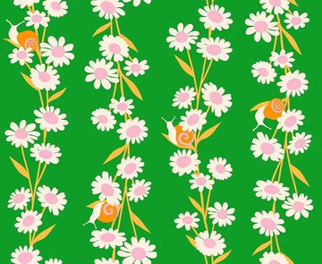 DEAL Carousel Daisy RS0098 Verdant - Moda Fabrics - Daisy Chain Floral Flowers Snails Retro - Ru- Star Society - Quilting Cotton Fabric