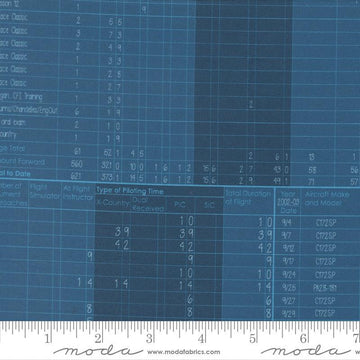 High Flight Logbook 45063 Harbor - Moda Fabrics - Text Chart Spreadsheet Words - Quilting Cotton Fabric
