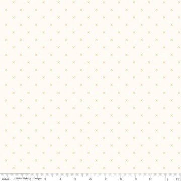 SALE Bee Cross Stitch on Cloud C747 Daisy - Riley Blake Designs -  Yellow Xs on Off-White Geometric - Lori Holt - Quilting Cotton Fabric