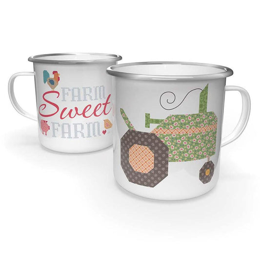 SALE Lori Holt Farmer's Daughter Enamel Tin Mug ST-46790 - Riley Blake Designs - Barn Farm - Holds 20 ounces - Hand Wash