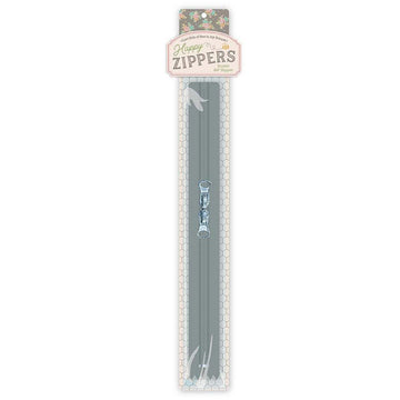 SALE Lori Holt 22" Happy Zipper ST-46807 Rustic - Riley Blake Designs - Individually Packaged Light Gray with Two Zipper Pulls