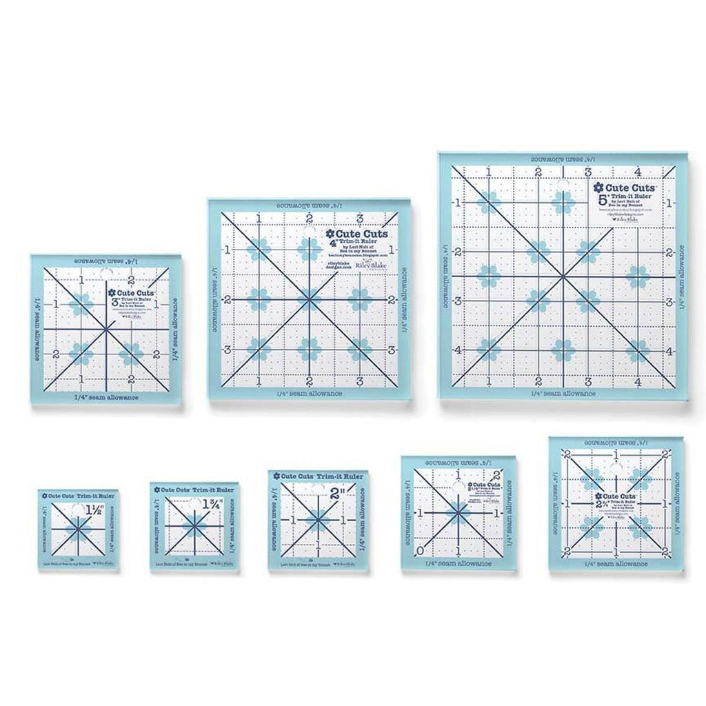 SALE Lori Holt Cute Cuts Trim-It In-Between Sizes Ruler Set STTI-46831 - Riley Blake Designs - Plastic Non-Slip - 8 Sizes