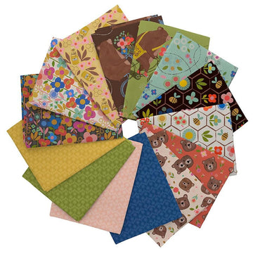 Bee Beary Happy Fat Quarter Bundle 14-Piece FATQU BBHP 3PKA - QT Fabrics -  Precut - Bees Bears Floral - Quilting Cotton Fabric