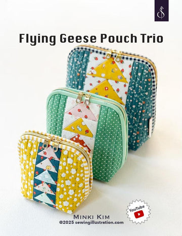 SALE Minki Kim Flying Geese Pouch Trio Bag Project Quilt PATTERN P178-SIBP19 - Riley Blake Designs - INSTRUCTIONS Only - Three Sizes