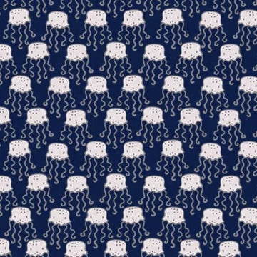 CLEARANCE Nautilus Dancing Jellyfish CX10400 Navy - Michael Miller Fabrics - Children's Ocean Undersea Blue - Quilting Cotton Fabric