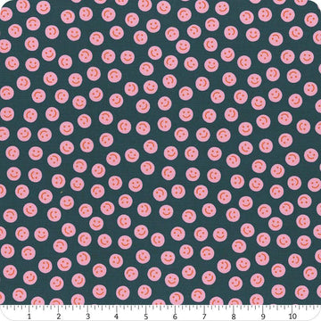 Fat Quarter End of Bolt Piece - Egg & Friends Smiley RS3094 Galaxy - Moda Fabrics - Happy Face - Ru- Star Society - Quilting Cotton Fabric