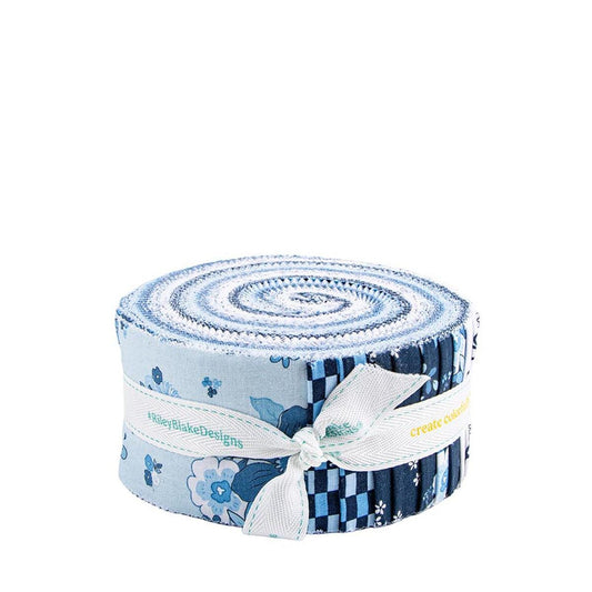 Blue Blooms & Threads 2.5" Rolie Polie 40-Piece Precut - RP-17120-40 - Riley Blake Quilting Cotton Fabric