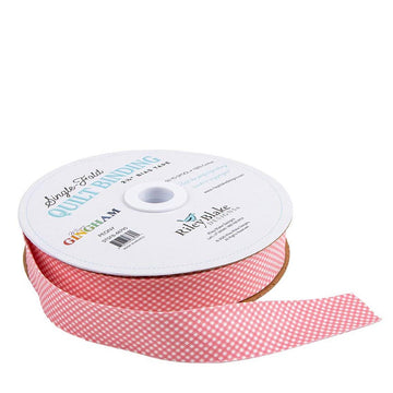 Single-Fold Quilt Binding Micro Gingham STSFB-48795 Peony - Riley Blake Designs - 2 1/2" Bias Binding - By The Yard