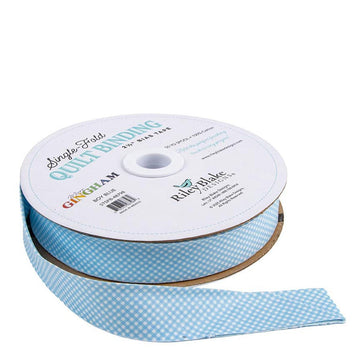 Single-Fold Quilt Binding Micro Gingham STSFB-48798 Boy Blue - Riley Blake Designs - 2 1/2" Bias Binding - by the yard