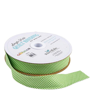 DEAL Single-Fold Quilt Binding Micro Gingham STSFB-48800 Green - Riley Blake Designs - 2 1/2" Bias Binding - by the yard