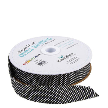 Single-Fold Quilt Binding Micro Gingham STSFB-48801 Black - Riley Blake Designs - 2 1/2" Bias Binding - by the yard