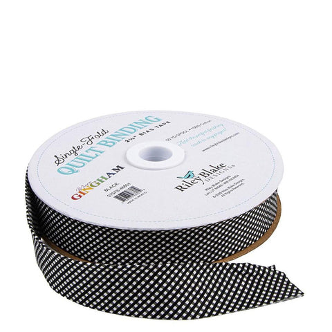 SALE Single-Fold Quilt Binding Micro Gingham STSFB-48801 Black - RBD Designers - Riley Blake Designs - 2 1/2" Bias Binding