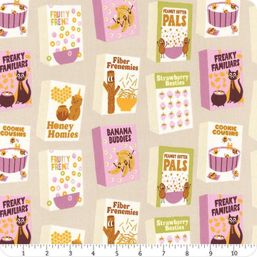 SALE Egg & Friends Breakfast RS3106 Sandbox - Moda Fabrics - Cereal Boxes - Ruby Star Society - Quilting Cotton Fabric