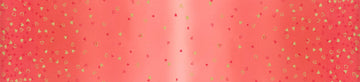 DEAL I Heart Ombre METALLIC 10875 Geranium - Moda - Light to Darker Red Orange with Gold SPARKLE Stars - Quilting Cotton Fabric