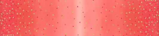 DEAL I Heart Ombre METALLIC 10875 Geranium - Moda - Light to Darker Red Orange with Gold SPARKLE Stars - Quilting Cotton Fabric