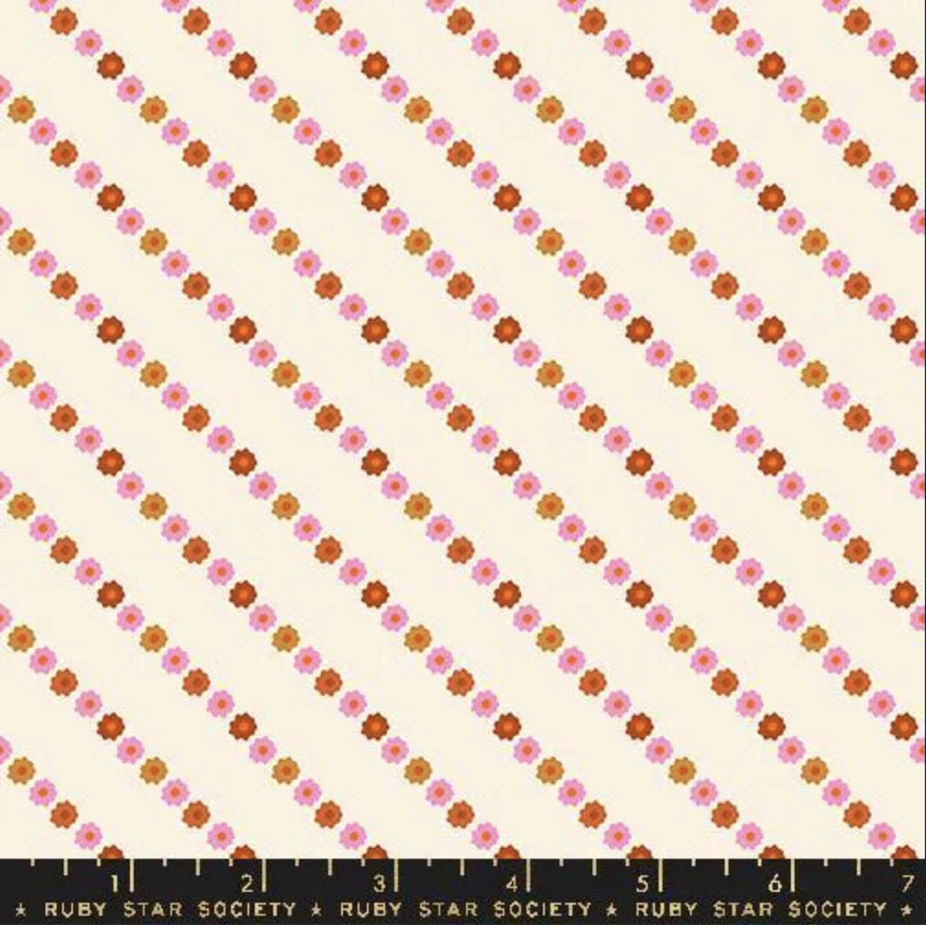 Ooh Lucky Lucky Garland RS4117 Natural - Moda Fabrics - Daisy Flower Floral Stripe - Ruby Star Society - Quilting Cotton Fabric