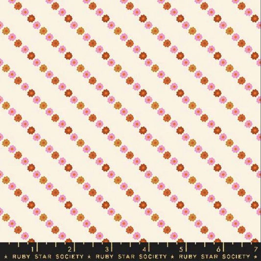 Ooh Lucky Lucky Garland RS4117 Natural - Moda Fabrics - Daisy Flower Floral Stripe - Ru- Star Society - Quilting Cotton Fabric