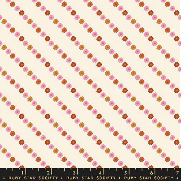 Ooh Lucky Lucky Garland RS4117 Natural - Moda Fabrics - Daisy Flower Floral Stripe - Ruby Star Society - Quilting Cotton Fabric