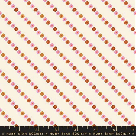 Ooh Lucky Lucky Garland RS4117 Natural - Moda Fabrics - Daisy Flower Floral Stripe - Ruby Star Society - Quilting Cotton Fabric