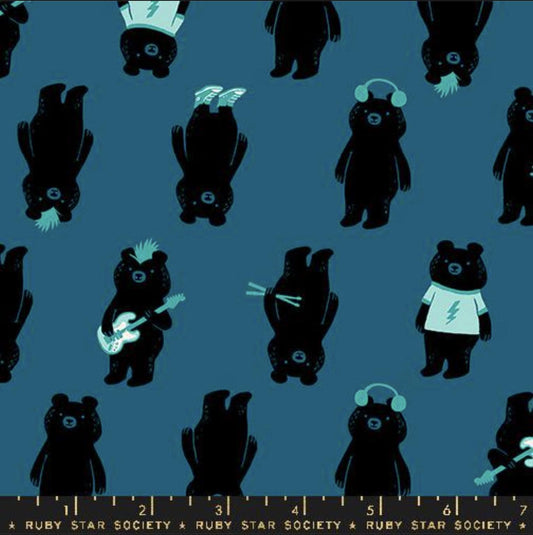 Teddy & The Bears Activities RS2103 Thunder - Moda Fabrics - Novelty Bears Music - Quilting Cotton Fabric