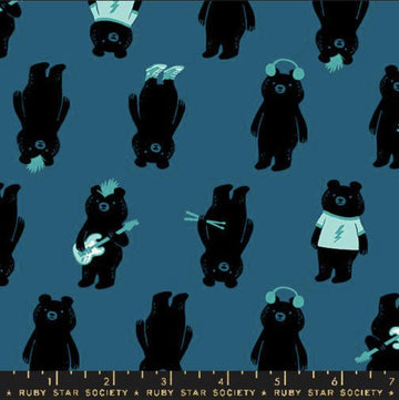 9" End of Bolt - Teddy & The Bears Activities RS2103 Thunder - Moda Fabrics - Novelty Bears Music - Quilting Cotton Fabric