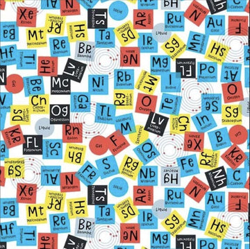 DEAL Stem Squad Periodic Elements DC9720 White - Michael Miller - STEM Science Technology Math Chemistry - Quilting Cotton Fabric