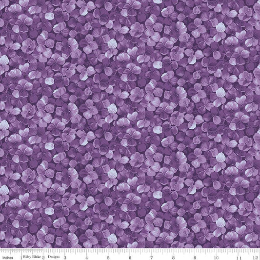 2 yard 32" End of Bolt - Hydrangeas in the Garden Allover Floral Purple Fabric WIDEBACK 108" Wide - WB16839 - Riley Blake Quilting Cotton
