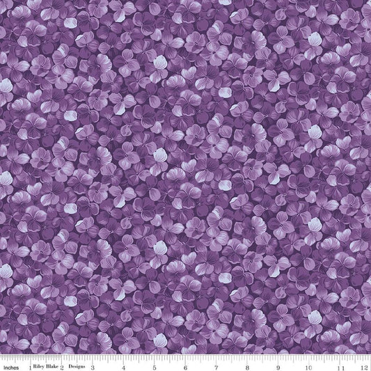 2yd 22" End of Bolt - Hydrangeas in the Garden Allover Floral Purple Floral Fabric WIDEBACK 108" Wide - WB16839 - Riley Blake Cotton Fabric