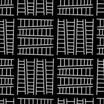 SALE Ladder Co. 1 Tall Ladder Black - Michael Miller Fabrics - Ladder Company One Ladders Geometric Children's - Quilting Cotton Fabric