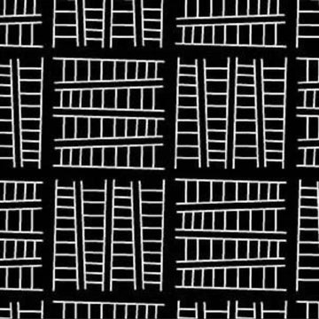 SALE Ladder Co. 1 Tall Ladder Black - Michael Miller Fabrics - Ladder Company One Ladders Geometric Children's - Quilting Cotton Fabric