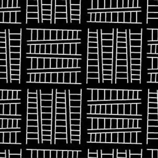SALE Ladder Co. 1 Tall Ladder Black - Michael Miller Fabrics - Ladder Company One Ladders Geometric Children's - Quilting Cotton Fabric