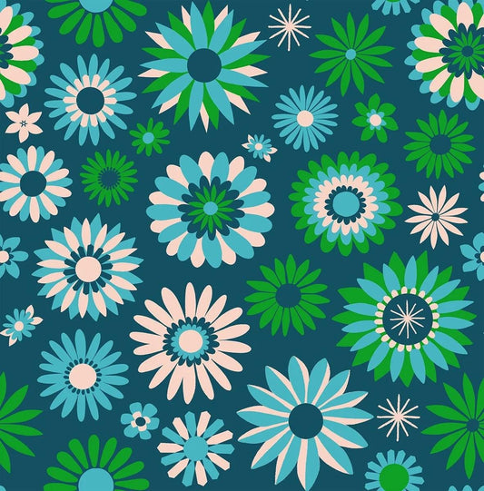 Carousel Kaleidoscope RS0097 Light Galaxy - Moda Fabrics - Flowers Floral Novelty Retro - Ru- Star Society - Quilting Cotton Fabric