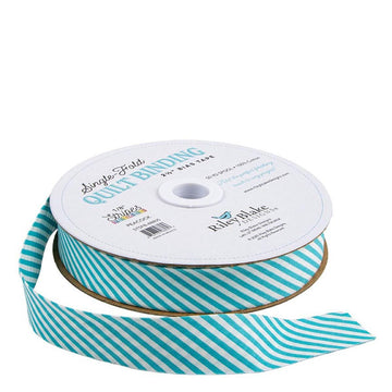 DEAL Single-Fold Quilt Binding 1/8" Stripe STSFB-48805 Peacock - Riley Blake Designs - 2 1/2" Bias Binding - by the yard