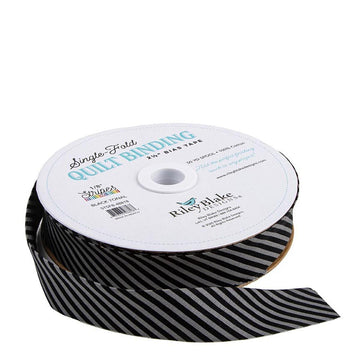 DEAL Single-Fold Quilt Binding 1/8" Tonal Stripe STSFB-48818 Black - Riley Blake Designs - 2 1/2" Bias Binding - by the yard