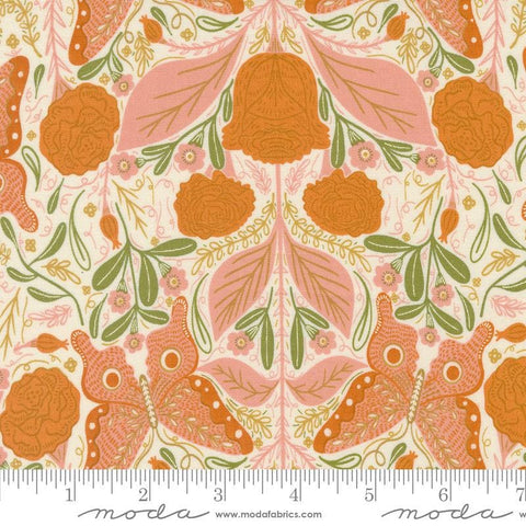 Woodland Wonder Vintage Floral 48391 Cloud - Moda Fabrics - Flowers Butterfly Leaves - Quilting Cotton Fabric