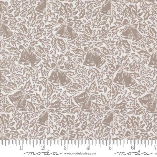 DEAL Berry & Pine Bells 5242 Snow - Moda Fabrics - Christmas Bells Holly Leaves Leaf - Quilting Cotton Fabric