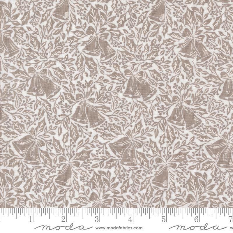 Berry And Pine Bells 5242 Snow - Moda Fabrics - Christmas Bells Holly Leaves Leaf - Quilting Cotton Fabric