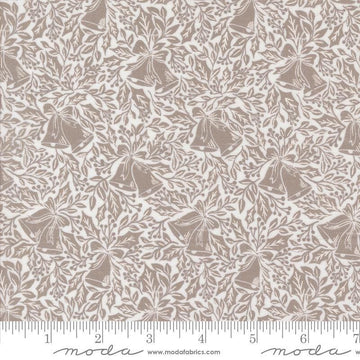 SALE Berry & Pine Bells 5242 Snow - Moda Fabrics - Christmas Bells Holly Leaves Leaf - Quilting Cotton Fabric