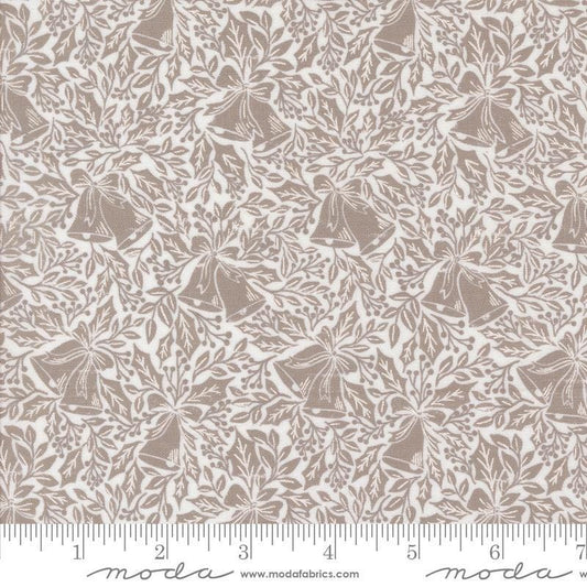 SALE Berry & Pine Bells 5242 Snow - Moda Fabrics - Christmas Bells Holly Leaves Leaf - Quilting Cotton Fabric