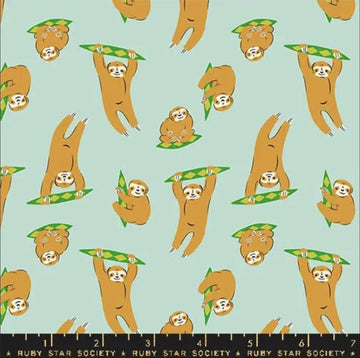SALE Animal Animal Sloth RS5168 Minty - Moda Fabrics - Sloths Novelty Animals - Ru- Star Society - Cotton Fabric