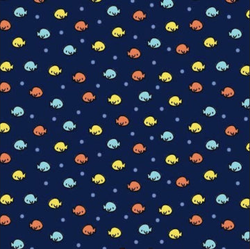 CLEARANCE Nautilus Fish in the Sea CX10401 Navy - Michael Miller Fabrics - Juvenile Children's Ocean Undersea Blue - Quilting Cotton Fabric