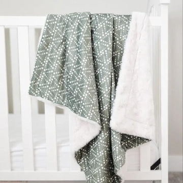 SALE Triangle Adventure Green Baby Minky Blanket - MB6003 - Riley Blake Designs - Dots Geometric - Prepackaged Dreamy Baby Minky Blanket